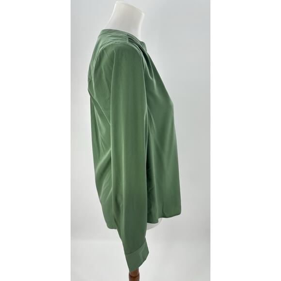 J.Crew XS Green Split Neck Long Sleeve Blouse Top Women’s Lightweight Workwear - Picture 2 of 6